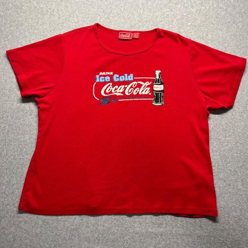 Coca Cola Red Graphic T Shirt Women's 22W 24W Drink Ice Cold 5 Cents Bottle Soda
